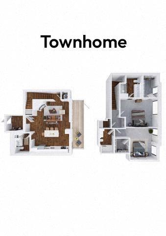 Floor plan for 2 beds, 2 baths, 1443 sqft